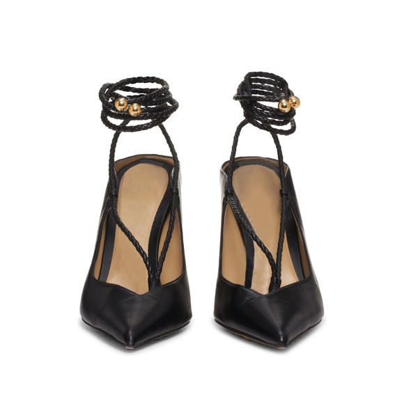 BOTTEGA VENETA Loft Leather Pumps Ankle Wrap Pointed Toe Black NWT 8 US 38 EU - Picture 8 of 10